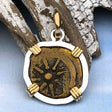 Biblical Widow's Mite 14K Gold and Sterling Silver Pendant 