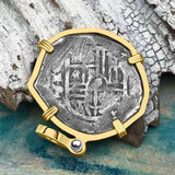 Concepcion Shipwreck 4 Reale Cob Silver Piece of 8 14K Gold Pendant