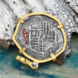 Concepcion Shipwreck 4 Reale Cob Silver Piece of 8 14K Gold Pendant