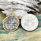 Concepcion Shipwreck 4 Reale Cob Silver Piece of 8 14K Gold Pendant