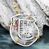 Concepcion Shipwreck 4 Reale Silver Piece of 8 14K Gold & Sterling Silver Pendant