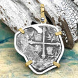 Heart Shaped Concepcion Shipwreck 4 Reale Silver Piece of 8 14K Gold & Sterling Silver Pendant