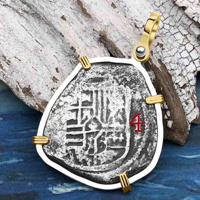 Concepcion Shipwreck 4 Reale Silver Piece of 8 14K Gold & Sterling Silver Pendant