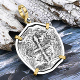 Concepcion Shipwreck 4 Reale Silver Piece of 8 14K Gold & Sterling Silver Pendant