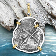 Concepcion Shipwreck 4 Reale Silver Piece of 8 14K Gold & Sterling Silver Pendant