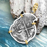 Concepcion Shipwreck 4 Reale Silver Piece of 8 14K Gold & Sterling Silver Pendant