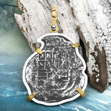 Concepcion Shipwreck 4 Reale Silver Piece of 8 14K Gold & Sterling Silver Pendant