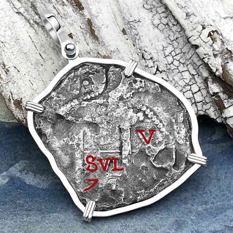 1670s Consolacion Shipwreck Pirate Era 8 Reale Cob Piece of 8 Sterling Silver Pendant