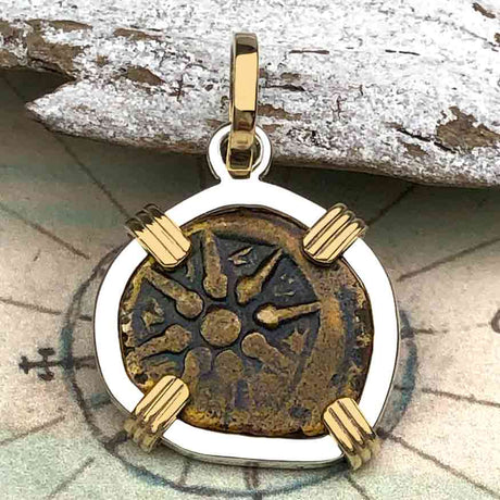 Biblical Widow's Mite 14K Gold and Sterling Silver Pendant