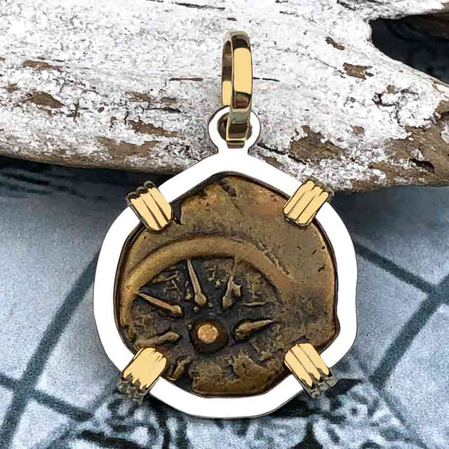 Biblical Widow's Mite 14K Gold and Sterling Silver Pendant
