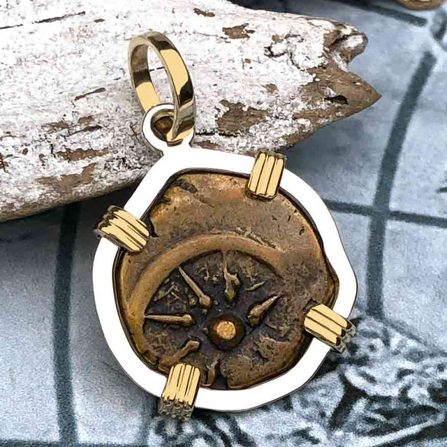 Biblical Widow's Mite 14K Gold and Sterling Silver Pendant