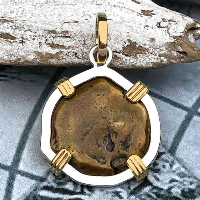 Biblical Widow's Mite 14K Gold and Sterling Silver Pendant