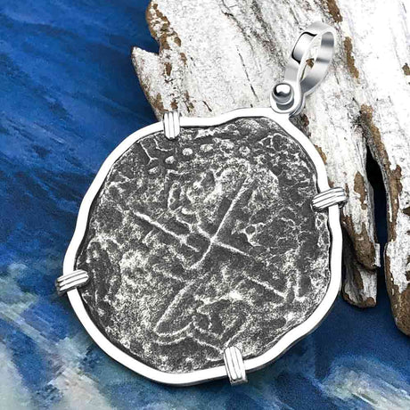 Mel Fisher's Atocha 8 Reale Cob Shipwreck Coin Piece of 8 Sterling Silver Pendant