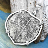 Heart Shaped Mel Fisher's Atocha 8 Reale Cob Shipwreck Coin Piece of 8 Sterling Silver Pendant