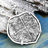 Heart Shaped Mel Fisher's Atocha 8 Reale Cob Shipwreck Coin Piece of 8 Sterling Silver Pendant