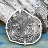 Heart Shaped Mel Fisher's Atocha 8 Reale Cob Shipwreck Coin Piece of 8 Sterling Silver Pendant