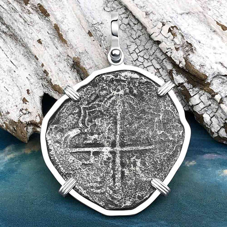 Mel Fisher's Atocha 8 Reale Cob Shipwreck Coin Piece of 8 Sterling Silver Pendant