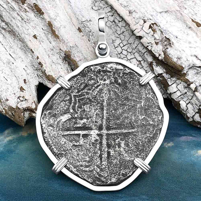 Mel Fisher's Atocha 8 Reale Cob Shipwreck Coin Piece of 8 Sterling Silver Pendant