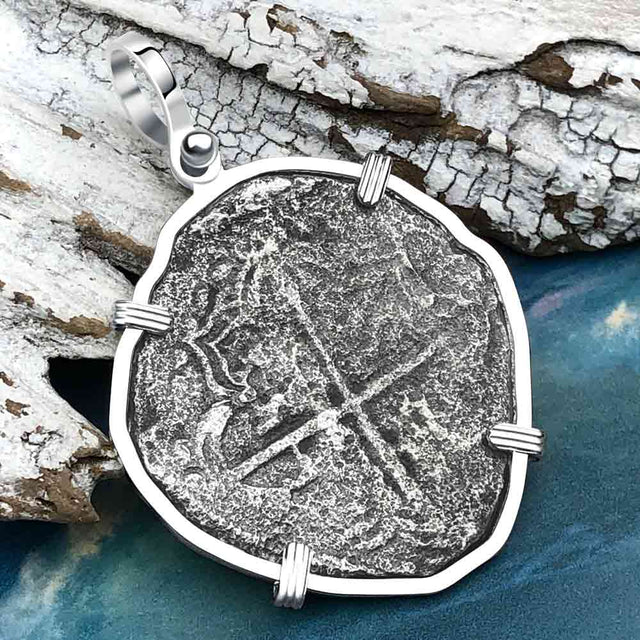 Mel Fisher's Atocha 8 Reale Cob Shipwreck Coin Piece of 8 Sterling Silver Pendant