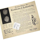 This coin comes with its original, historic Treasure Salvor's, Inc., raised seal Certificate and coin flip insert issued in 1986.