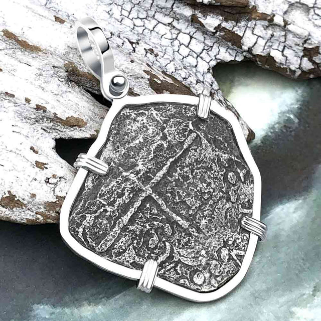 Mel Fisher's Atocha 8 Reale Cob Shipwreck Coin Piece of 8 Sterling Silver Pendant