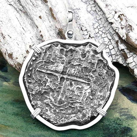 Mel Fisher's Atocha 8 Reale Cob Shipwreck Coin Piece of 8 Sterling Silver Pendant