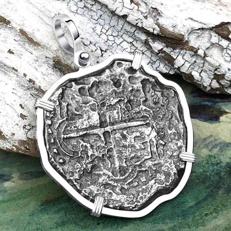 Mel Fisher's Atocha 8 Reale Cob Shipwreck Coin Piece of 8 Sterling Silver Pendant