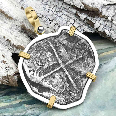 Heart Shaped Mel Fisher's Atocha 8 Reale Cob Shipwreck Coin Piece of 8 Sterling Silver Pendant