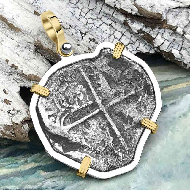 Heart Shaped Mel Fisher's Atocha 8 Reale Cob Shipwreck Coin Piece of 8 Sterling Silver Pendant