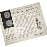 This coin comes with its original, historic Treasure Salvor's, Inc., raised seal Certificate and coin flip insert issued in 1986.