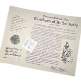 Rare and very collectable, 1985 motherlode discovery original investor's payout Certificate of Authenticity. With its historic, original first issued official corporate seal embossed Treasure Salvor's, Inc certificate and flip insert issued in 1986. The Certificate is what we call "treasure hunter memorabilia."&nbsp;&nbsp;