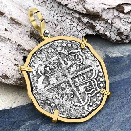 Rare Dated Mel Fisher's Atocha 8 Reale Shipwreck Coin 14K Gold Pendant