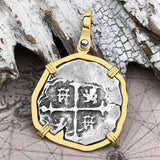 Atocha Era Buried Spanish 1 Reale Cob Piece of 8 14K Gold Pendant