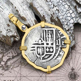 Atocha Era Buried Spanish 1 Reale Cob Piece of 8 14K Gold Pendant