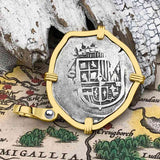 Atocha Era Buried Spanish 1 Reale Cob Piece of 8 14K Gold Pendant