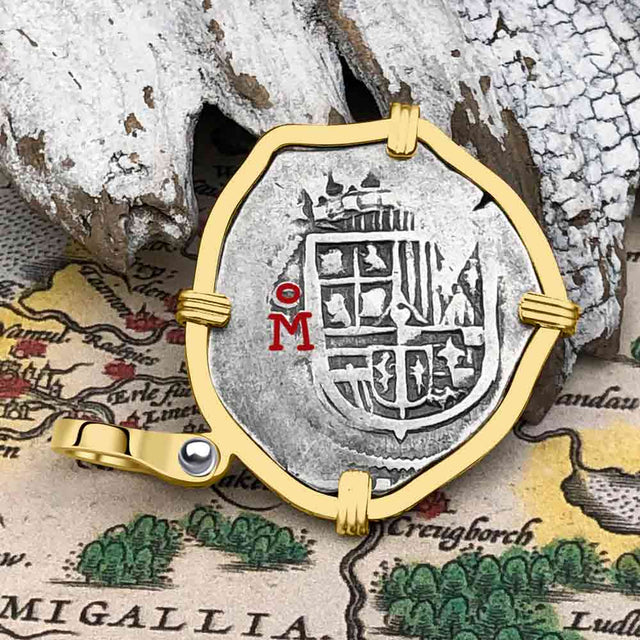 Atocha Era Buried Spanish 1 Reale Cob Piece of 8 14K Gold Pendant