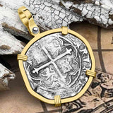 Atocha Era Buried Spanish 2 Reale Cob Piece of 8 14K Gold Pendant