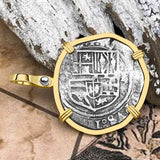Atocha Era Buried Spanish 2 Reale Cob Piece of 8 14K Gold Pendant