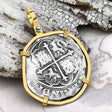 Atocha Era Buried Spanish 2 Reale Cob Piece of 8 14K Gold Pendant
