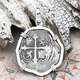 Atocha Era Buried Spanish 1 Reale Cob Piece of 8 14K White Gold Pendant