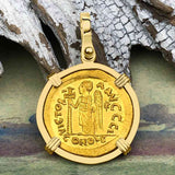 Roman Byzantine Empire "Victory" Angel 24K Gold Solidus Coin circa 491 AD 18K Gold Pendant