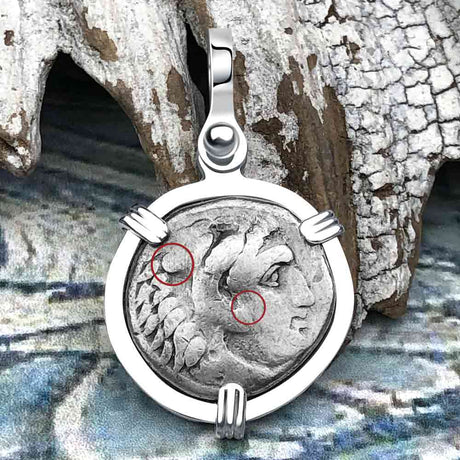 Ancient Greek Alexander the Great Silver Drachm Coin Sterling Silver Pendant