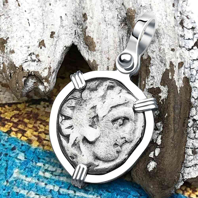 Ancient Greek Alexander the Great Silver Drachm Coin Sterling Silver Pendant