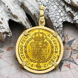 1791 Spanish 22K Gold Portrait 2 Escudo - the Legendary Doubloon - 18K Gold Pendant