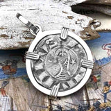 Templar Knights Era Antioch Crusader Medieval Silver Denier Helmet Head Coin of the Crusades Sterling Silver Pendant