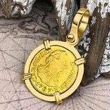 1787 Spanish 22K Gold Portrait Half Escudo - the Legendary Pirate Era Doubloon - 18K Gold Pendant