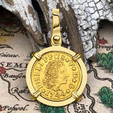 1744 Spanish Gold Portrait Half Escudo - the Legendary Pirate Era Doubloon - 18K Gold Pendant