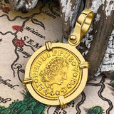 1744 Spanish Gold Portrait Half Escudo - the Legendary Pirate Era Doubloon - 18K Gold Pendant