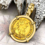 1780 Spanish Gold Portrait One Escudo - the Legendary Pirate Era Doubloon - 18K Gold Pendant