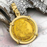 1780 Spanish Gold Portrait One Escudo - the Legendary Pirate Era Doubloon - 18K Gold Pendant
